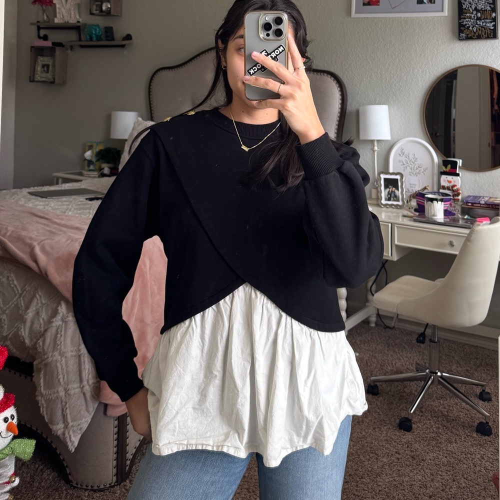 Zara Classic Black Poplin Sweater